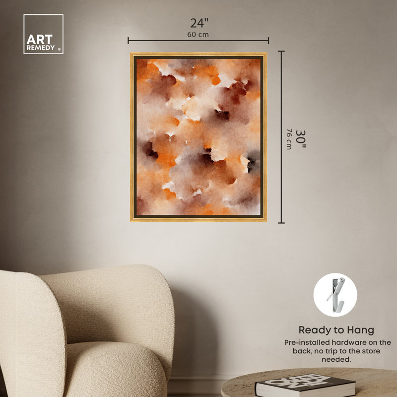 Gold Framed Abstract Canvas Print in Warm Earth Tones