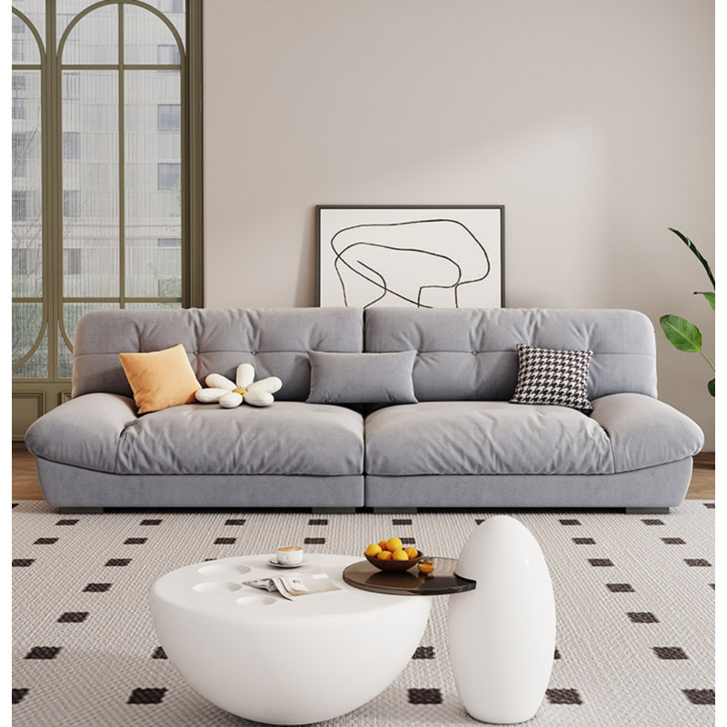 Canapé simple en tissu décontracté, 4, Gris clair, H 27,5 po x l 106,3 po x P 41,3 po