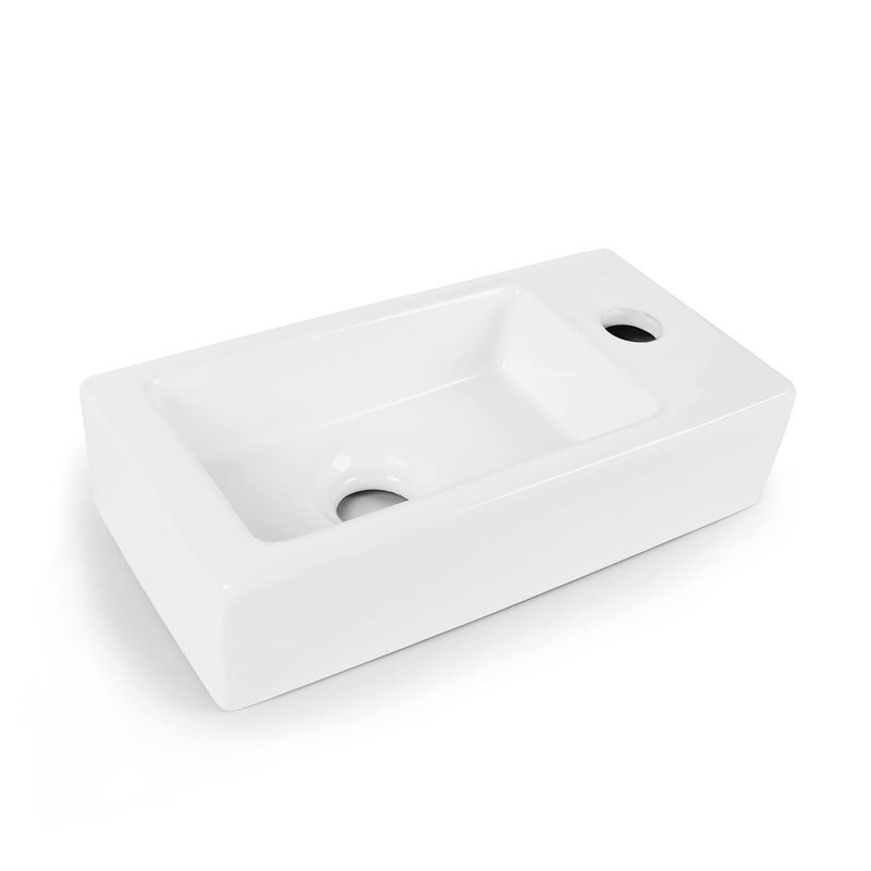 Lavabo de salle de bain mural rectangulaire en céramique blanche 10 po DORNBERG