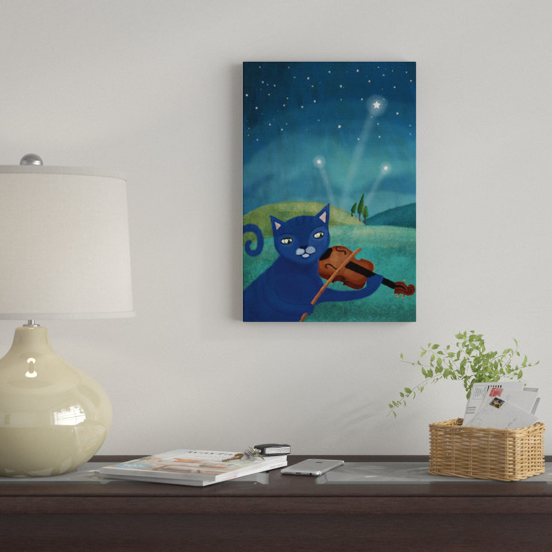 «Cat and Violin», reproduction sur toile, H 12 po x l 8 po x P 0,75 po, Toile tendue, Pas de tapis
