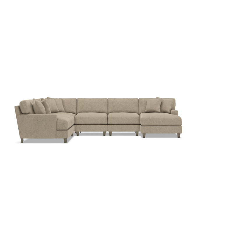 Mila Sectional, Light Brown Polyester, 33.5" H x 137" W x 107" D, Right Hand Facing