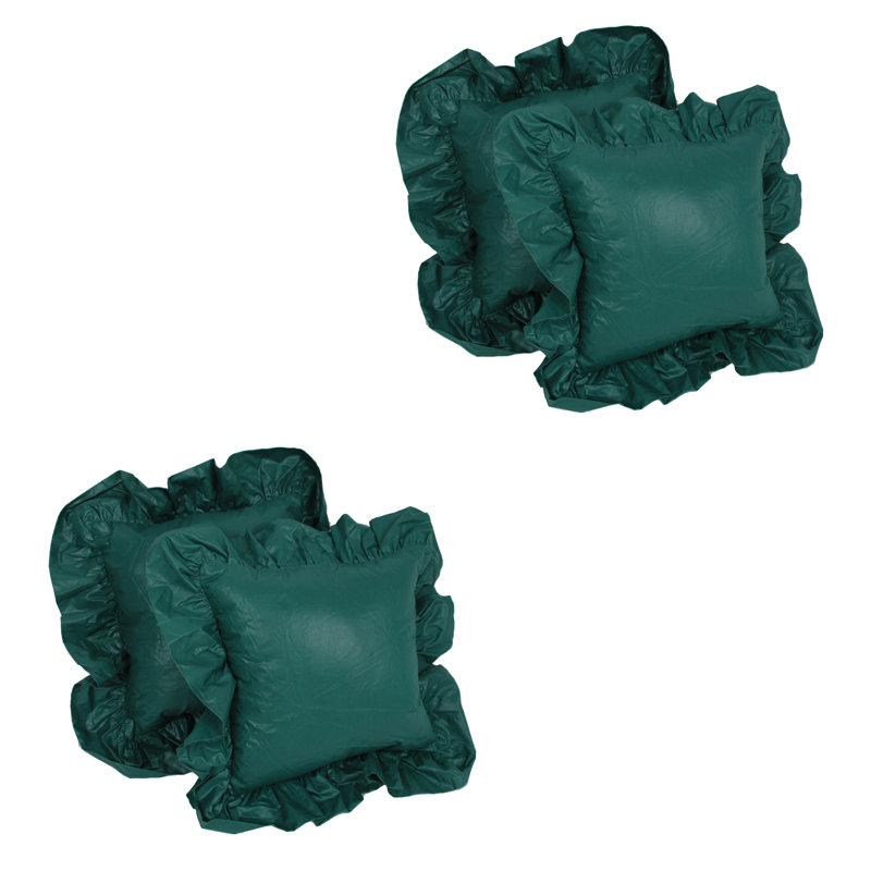 Chintz Ruffled Reversible Throw Pillow, Forest Green