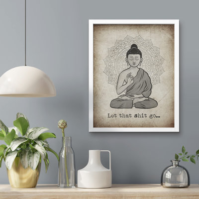 «Let It Go Funny Creative Meme Spdha Buddha Beige» sur papier