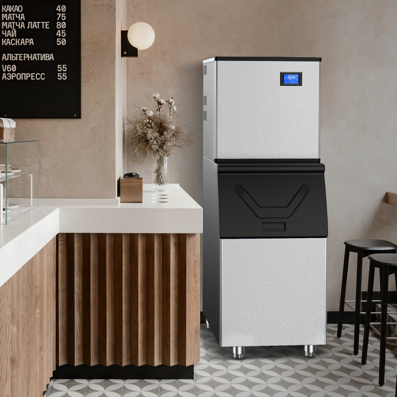 Commercial Silver Stainless Steel Freestanding Ice Maker with 450 lb Daily Production