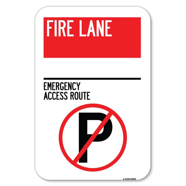SignMission Fire Lane - Emergency Access Route (With No Parking Symbol ...