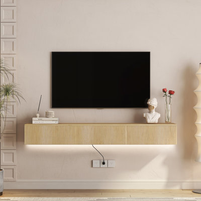 Meuble télé flottant mural avec 16 lumières DEL de couleur, meuble multimédia flottant moderne, meuble multimédia flottant pour le salon