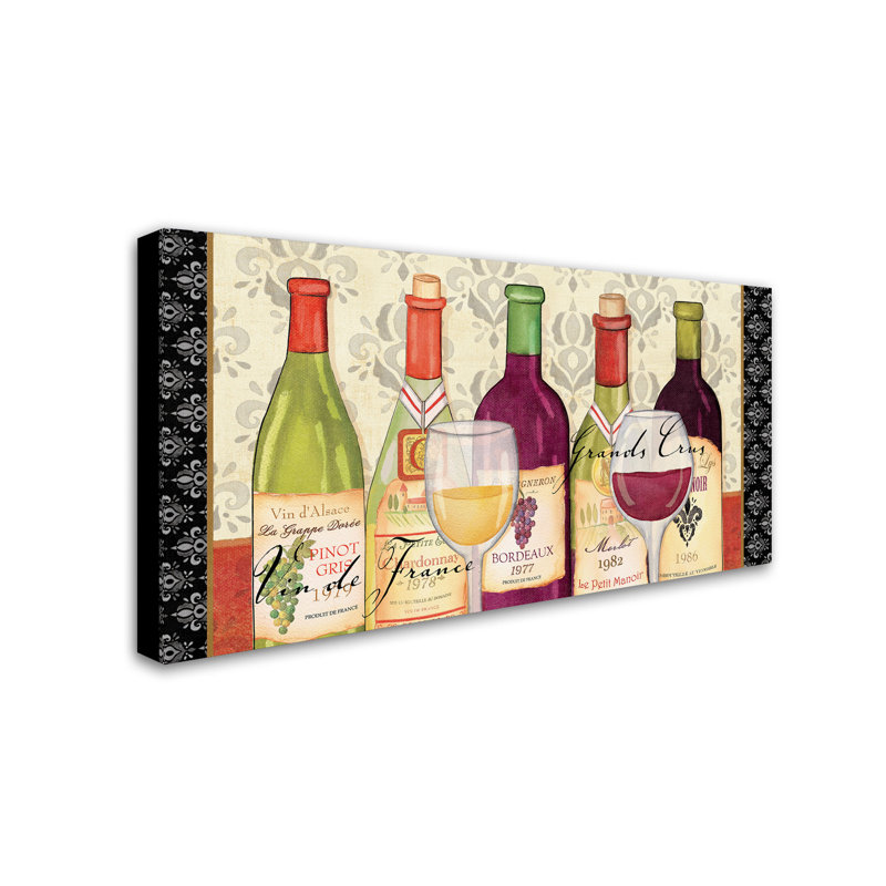 Grand Crus Wine Bottles and Glasses Canvas Art