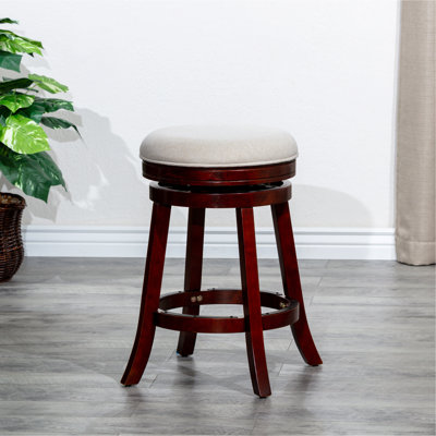24" Counter Stool, Beige Fabric Seat