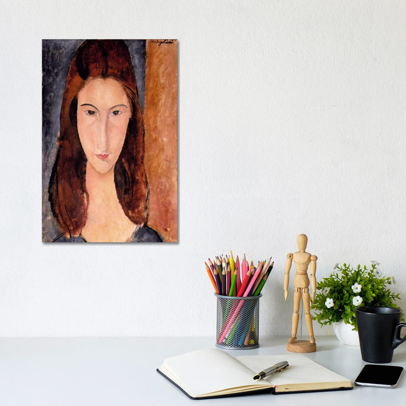 Portrait Of Jeanne Hebuterne by Amedeo Modigliani - Wrapped Canvas Painting, 20.32 cm H x 30.48 cm W