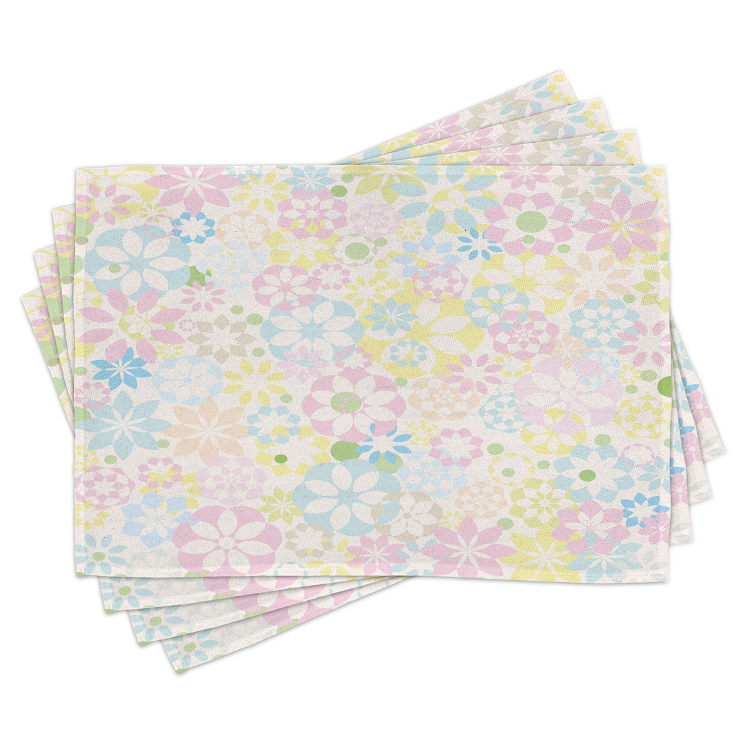 Platzdeckchen 4er Set, Blühende Blumen Frühling, Multicolor