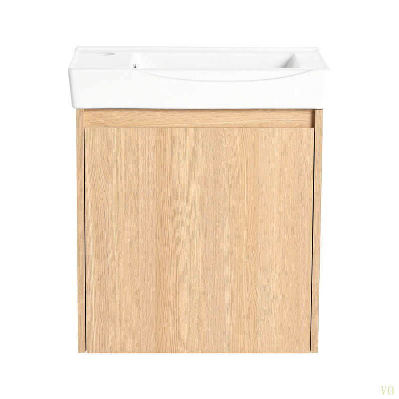Ensemble de meuble-lavabo mural 20 po avec lavabo en céramique, armoire de rangement avec portes, ensemble d'armoire de salle de bain
