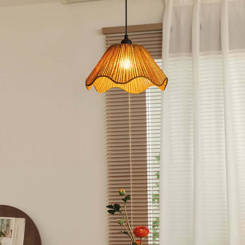 1-Light Pendant Light Flower Hemp Rope