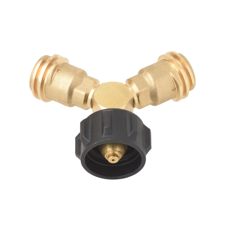 Flame King Y-Splitter Adapter with Valves, 2-Way LP Connector for 20LB Propane Tank Cylinders