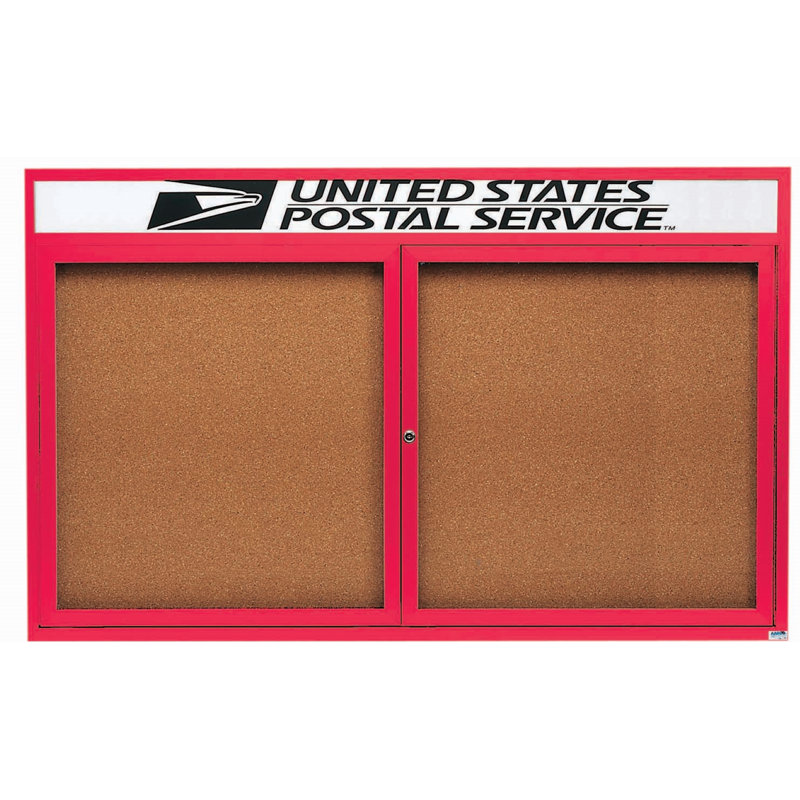 Tableau d'affichage mural illuminé et fermé, Rouge thermolaqué, Deux, H 36 po x l 60 po