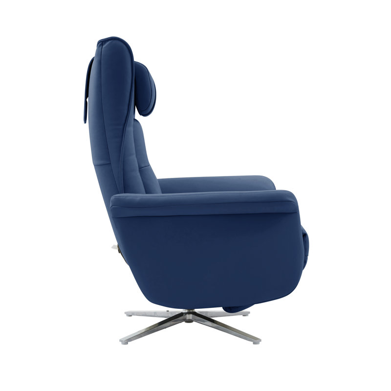 Fauteuil inclinable électrique pivotant rembourré, Bleu marine