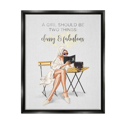 Stupell Industries Classy Fabulous Saying Designer Robe Purse Fashion Canvas Wall Art By Ziwei Li In Jet Black Floater Frame