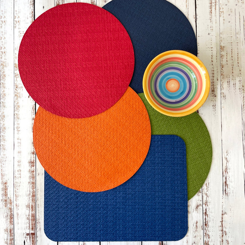 Wicker Round Mats Set Of 4, Grass