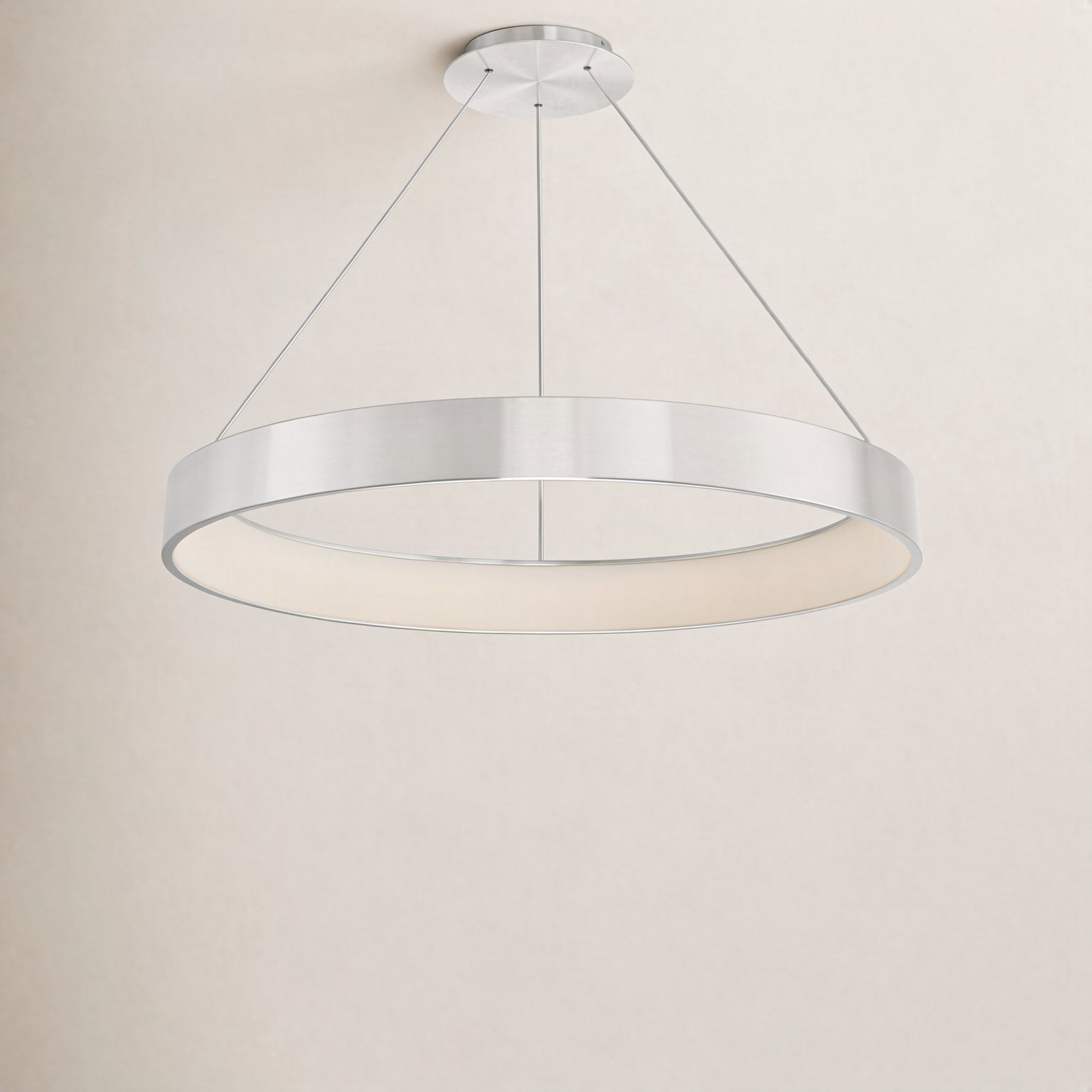 Romain Single Light Acrylic Dimmable LED Pendant, 4" H x 18" W x 18" D, Brushed Aluminum