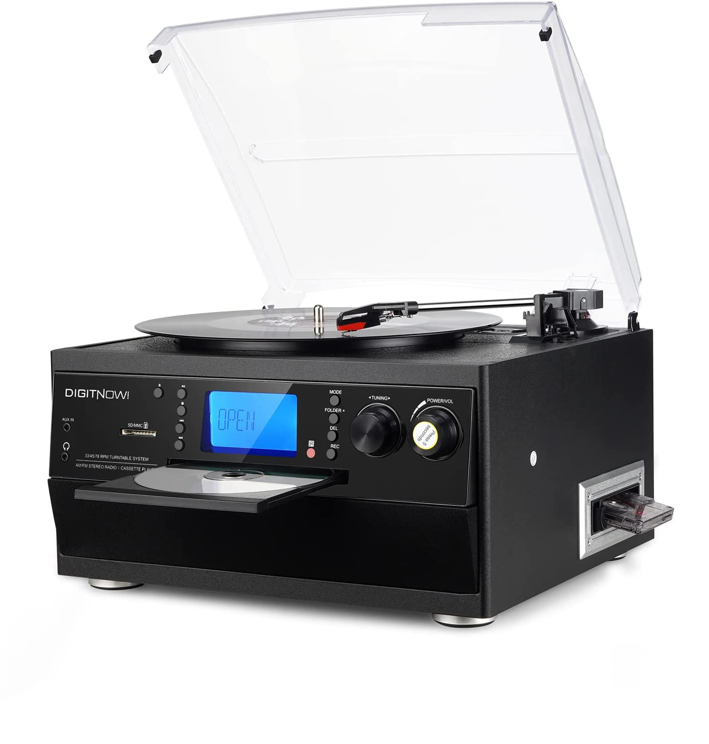 DIGITNOW Bluetooth Record Player with Stereo Speaker & Reviews Wayfair