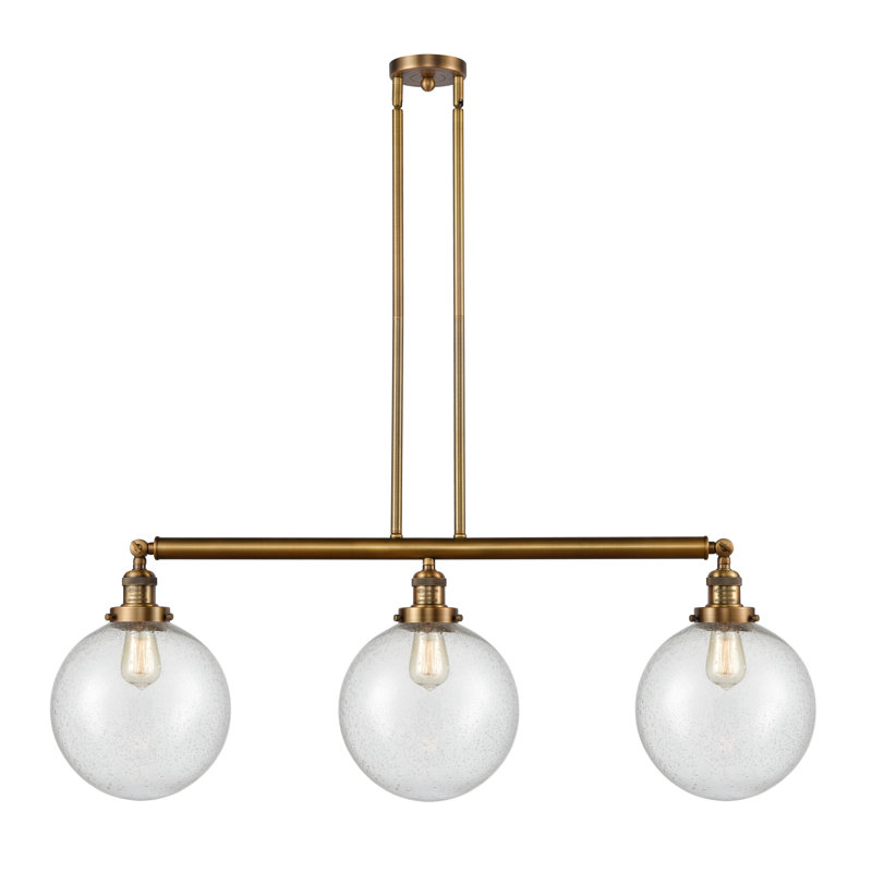 Luminaire suspendu linéaire à 3 lumières pour îlot de cuisine Lehmann, Grainé, Laiton brossé, DEL