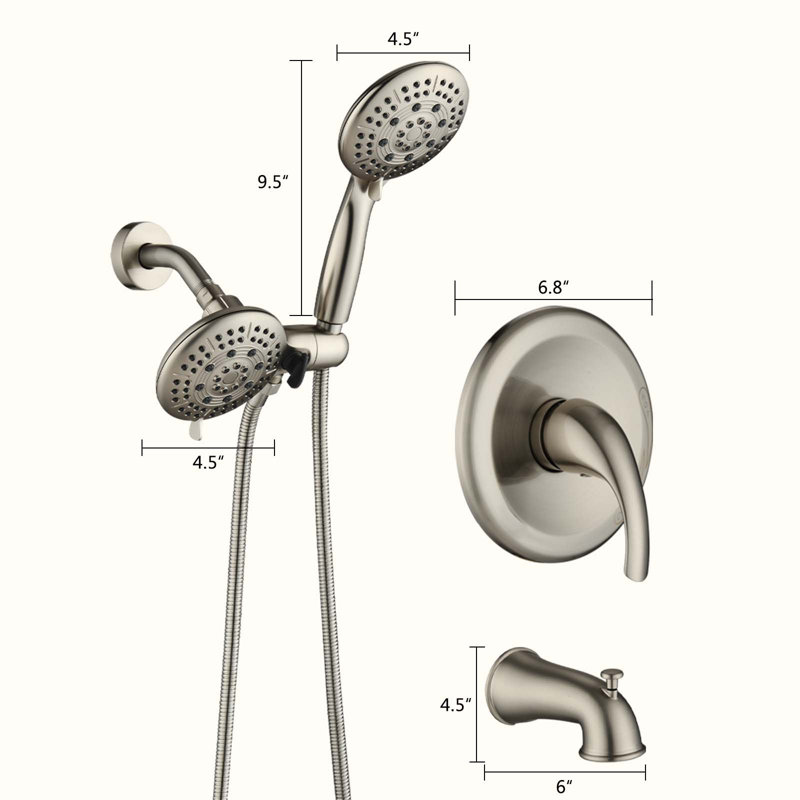 Complete Shower System with Rough in-Valve, Brushed Nickel