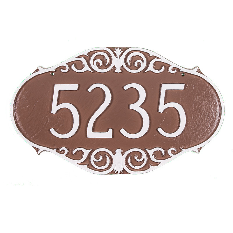 Plaque d’adresse murale sur 1 ligne Victorian, Blanc / Noir