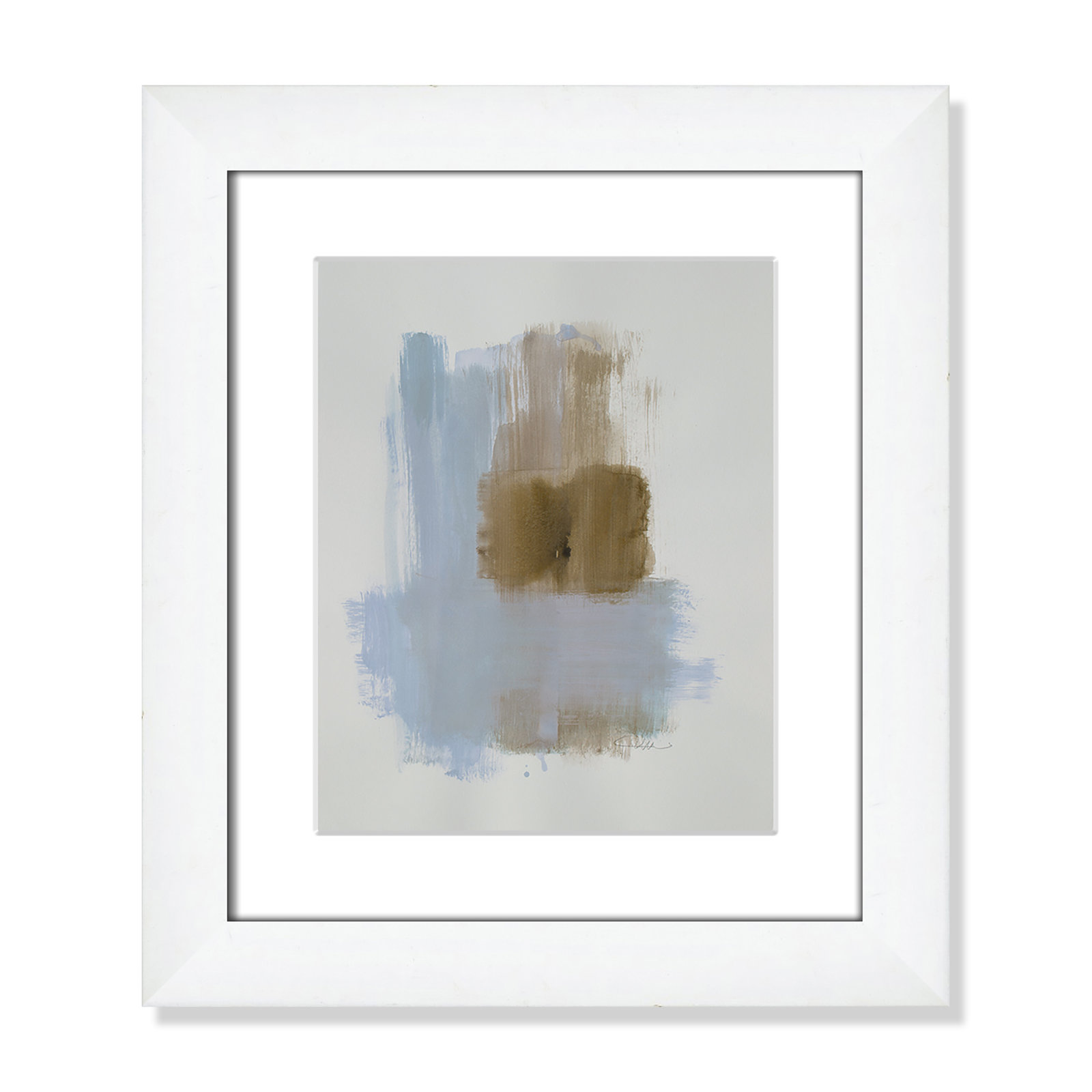 Esmeray "Powder Room Wash IV" Print, White Cube Frame Matted, 16.5" H x 14.5" W x 1.25" D  