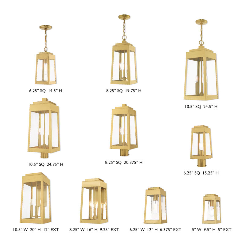 Antionetta Outdoor Hanging Lantern, Satin Brass