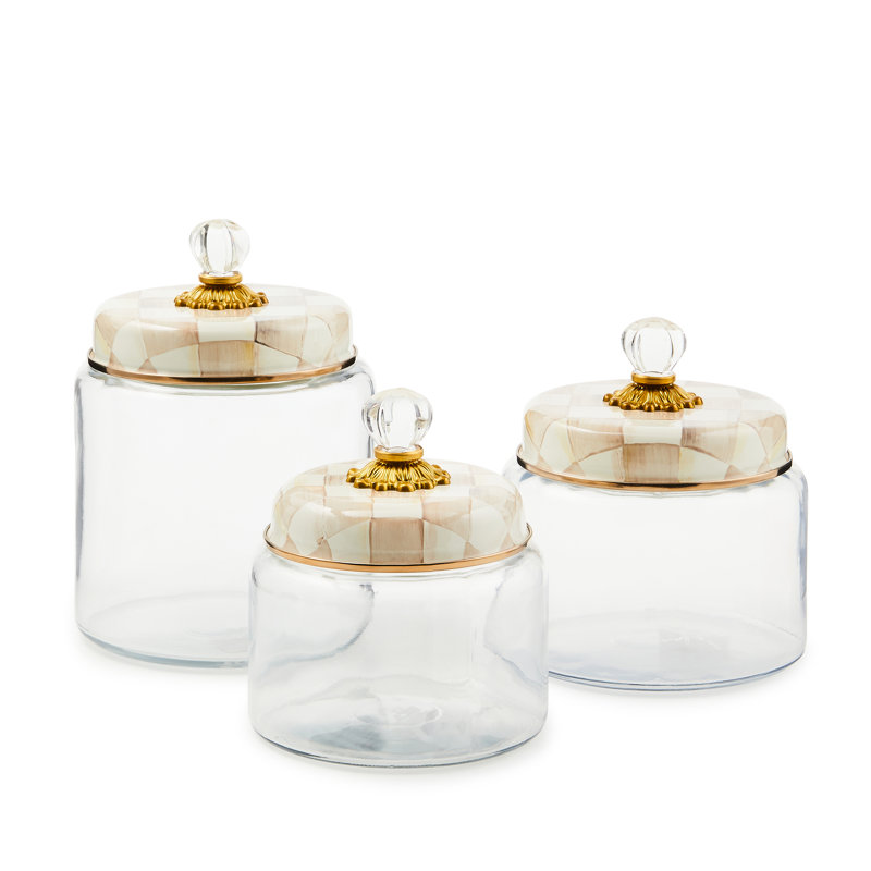 Mocha Check Small Kitchen Canister, 64 fl.oz.