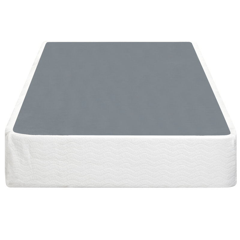 Twin Mattress Foundation - Black Metal Structure With Textured Fabric, 8.5" Tall, 12 Slat Support, Easy Assembly Process, 350lb Weight Capacity, Bedroom Element Twin-size Frame & Cover, High, 12