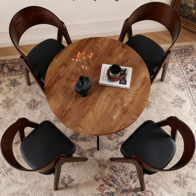 Contour 5 - Piece Dining Set, Brown/Black, 5 Pieces: Table, 4 Chairs