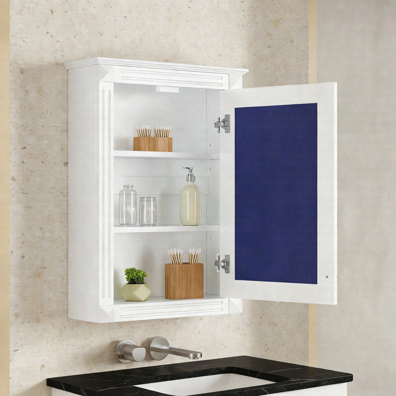 Armoire de salle de bain à miroir murale 20 "avec tablette réglable, rangement au-dessus de la toilette, porte à fermeture en douceur