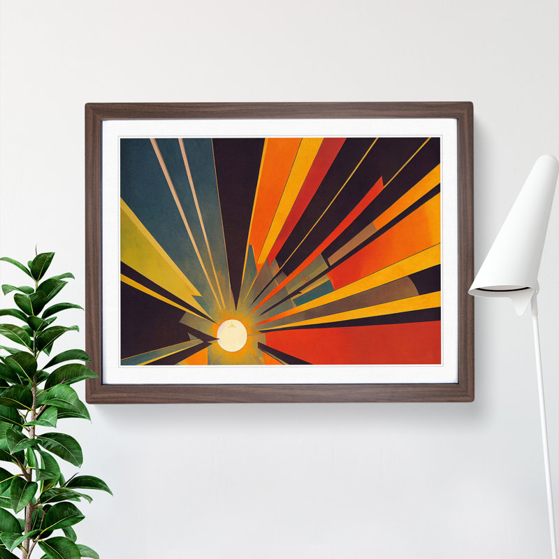 Abstract Sunset Sun Vol.8 - Framed Print, 46cm H x 64cm W x 2cm D, Walnut Framed