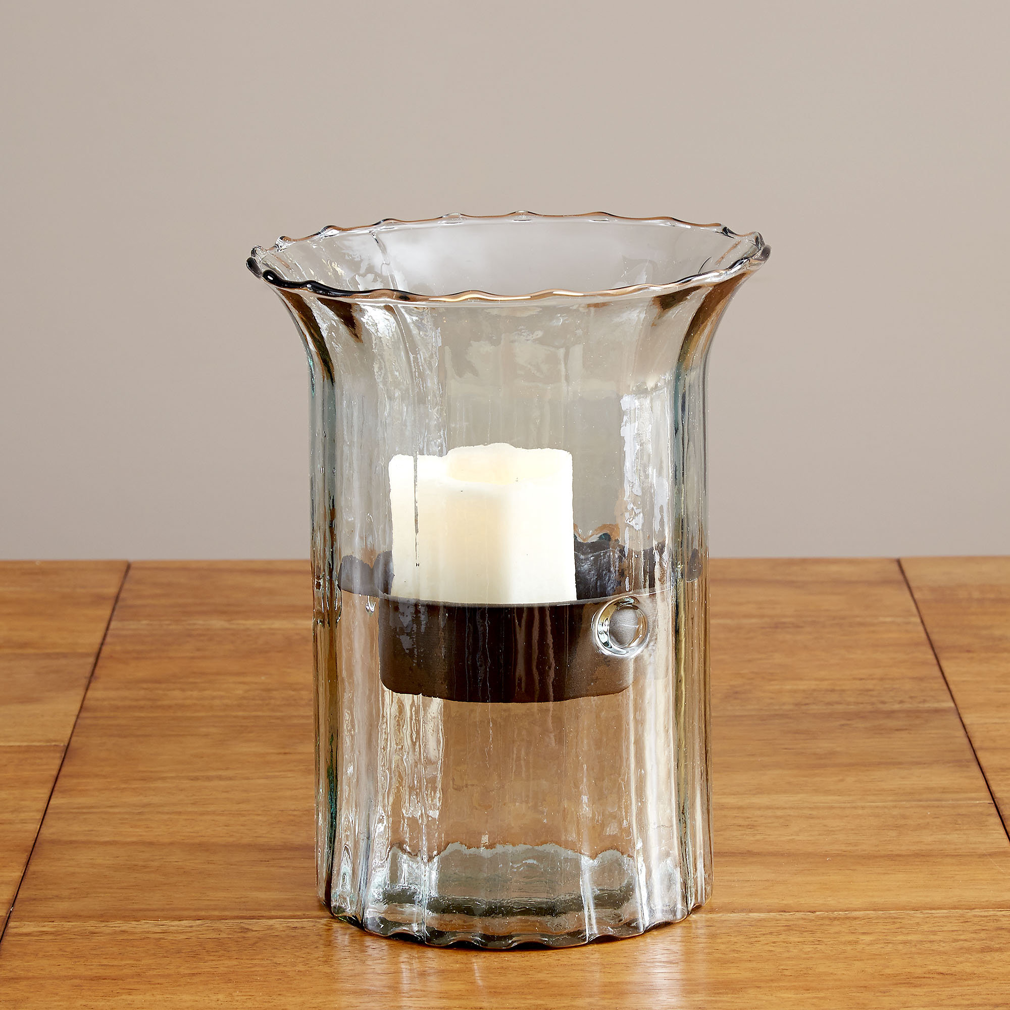 Willia Glass Tabletop Hurricane, 11" H x 7" W x 7" D