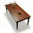 Nut-brown+Black Rectangular Solid Wood Dining Table-812627074