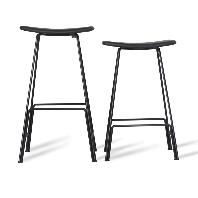 Tabouret Canaria, Noir, Noir, Tabouret de comptoir (siège d'une hauteur de 27 p