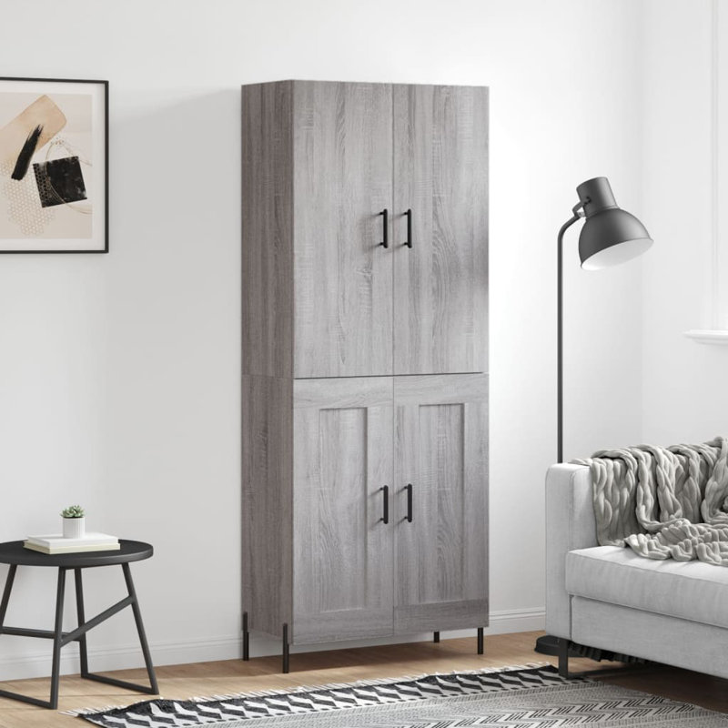Mirayah 4 Door Manufactured Wood Wardrobe, Grey Sonoma