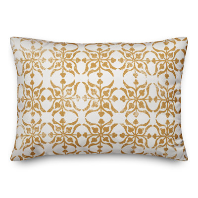 Distressed Copper Pattern Floral Lumbar Pillow
