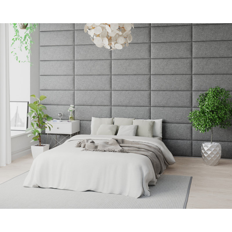 Kaone 30 cm x 75 cm Peel and Stick Upholstered Wall Paneling in Grey