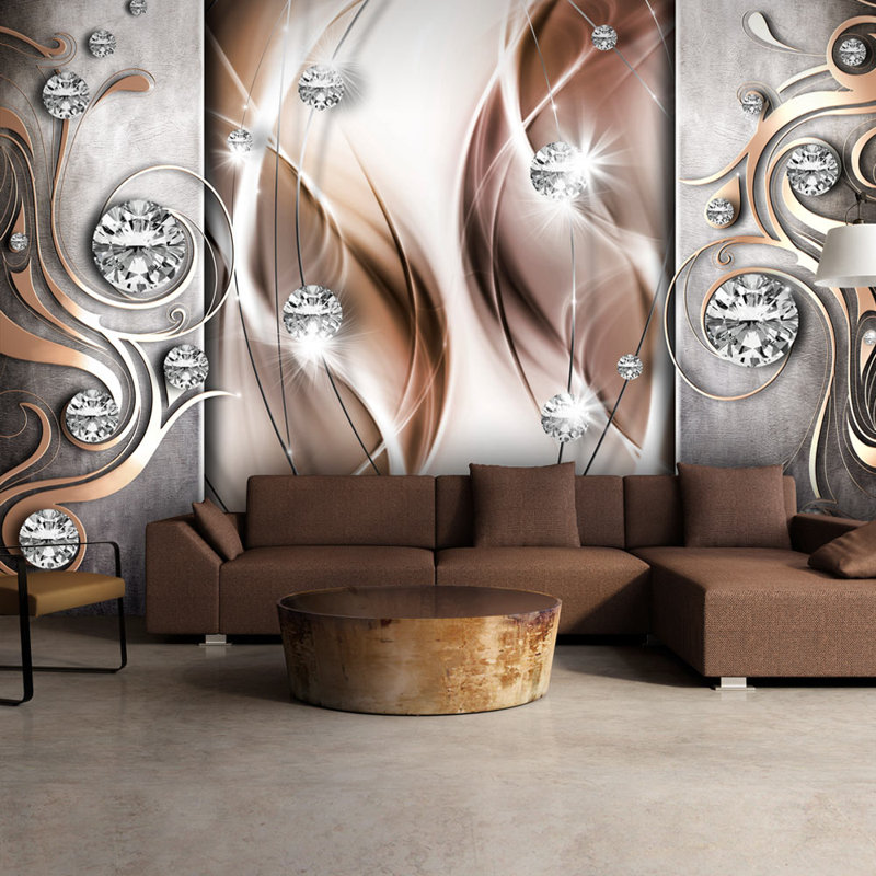 Murale Peel & Stick Glam - et diamants, Vinyle, Brun, 154" W x 110" L