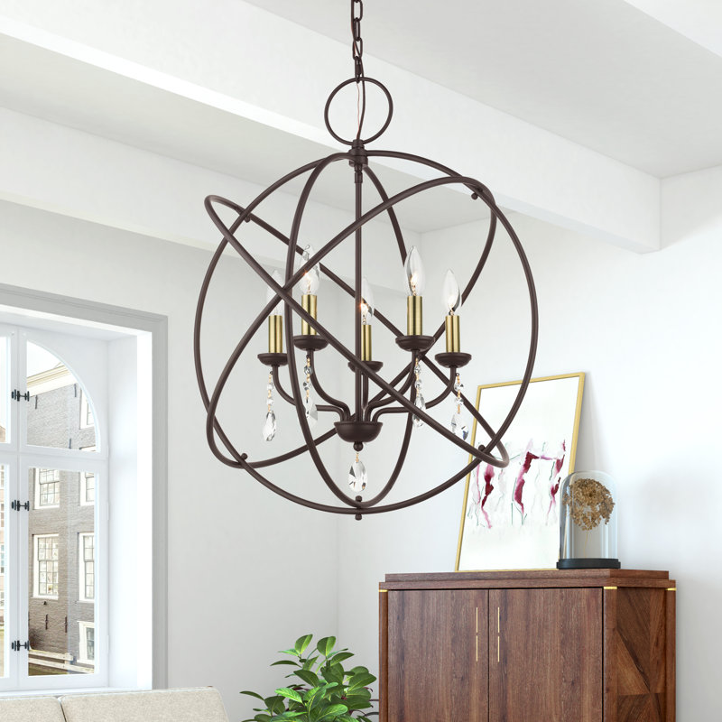 Auberta 5 - Light Dimmable Globe Chandelier, Bronze