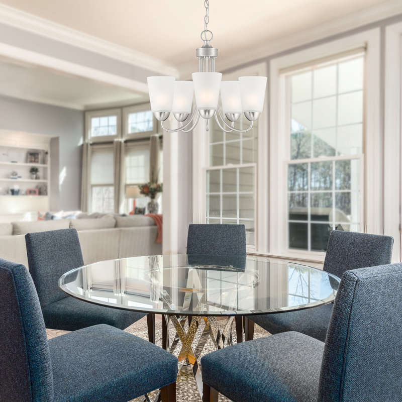 Jmyra 5 - Light Steel Dimmable Classic / Traditional Chandelier, Brushed Nickel