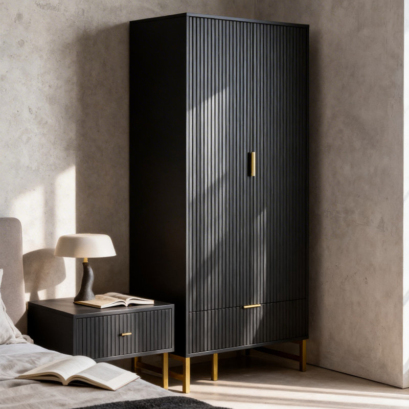 Solid Wood Wardrobe, 2 door + 1 drawer