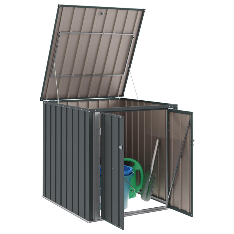 VidaXL 101.5cm W 300L Steel Lockable Cabinet Deck Box in Black