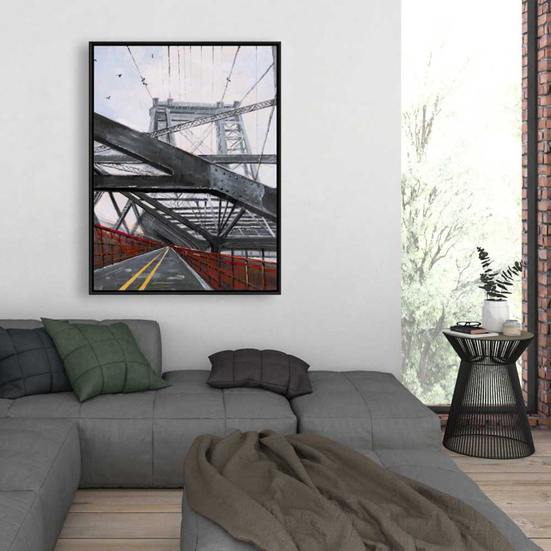 Bridge architecture - Gray framed canvas for home decor