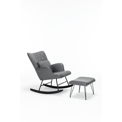 Grey Rocking Chair With , Provides A Cozy Place To Sit - Warm For And Relaxing Spot