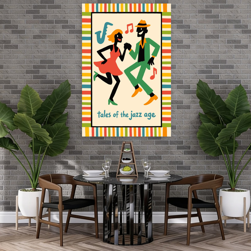 «Jazz Age Dancers», art mural rétro, H 60 po x l 40 po