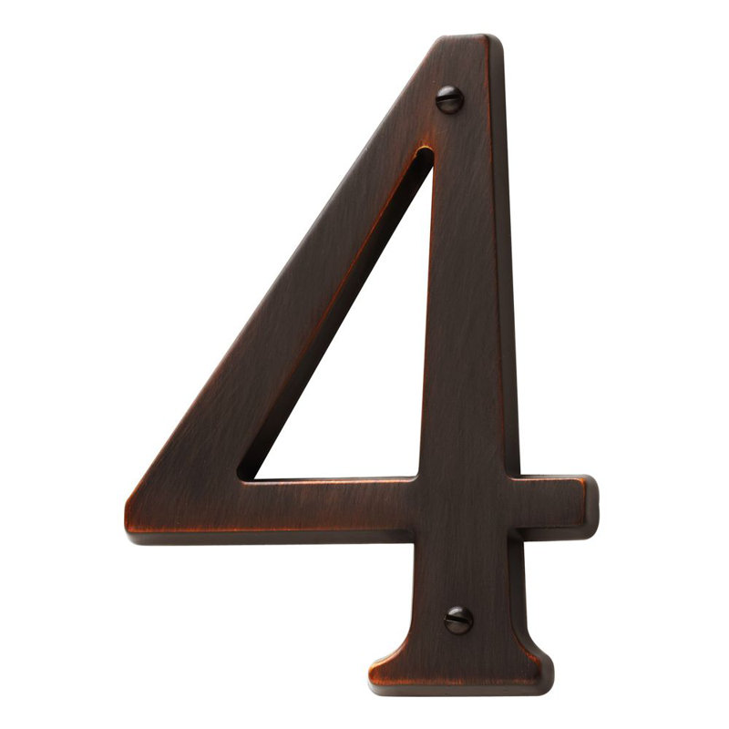 4.75" H Brass House Number, Venetian Bronze, 4