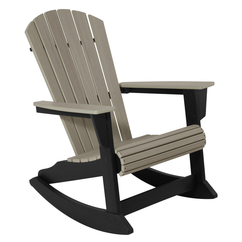Chaise berçante Benno Adirondack, noire, Noir / gris bois flottant