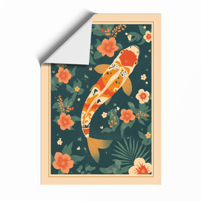 Koi in Bloom Japandi - Framed Print